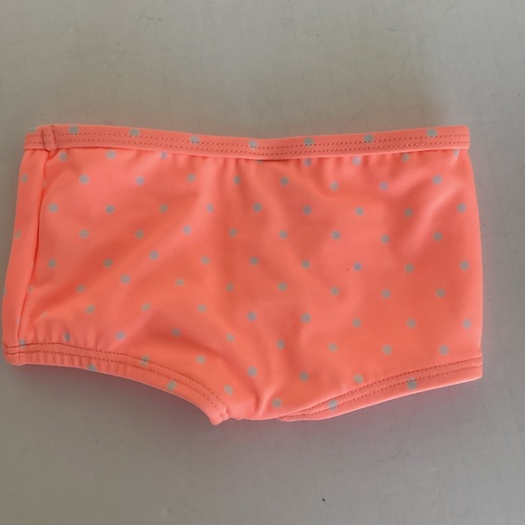 Janie and Jack Girls Swimsuit Size 3-6M Orange White Polka Dots Ruffle Two Piece - Picture 5 of 7